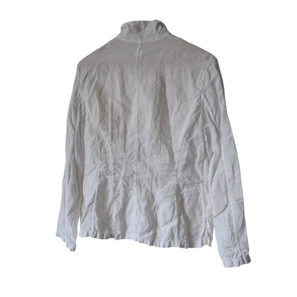 Made in Italy 100% Linen Flax Blazer Jacket Top White Size 46 US 10 - Classy - Picture 2 of 11